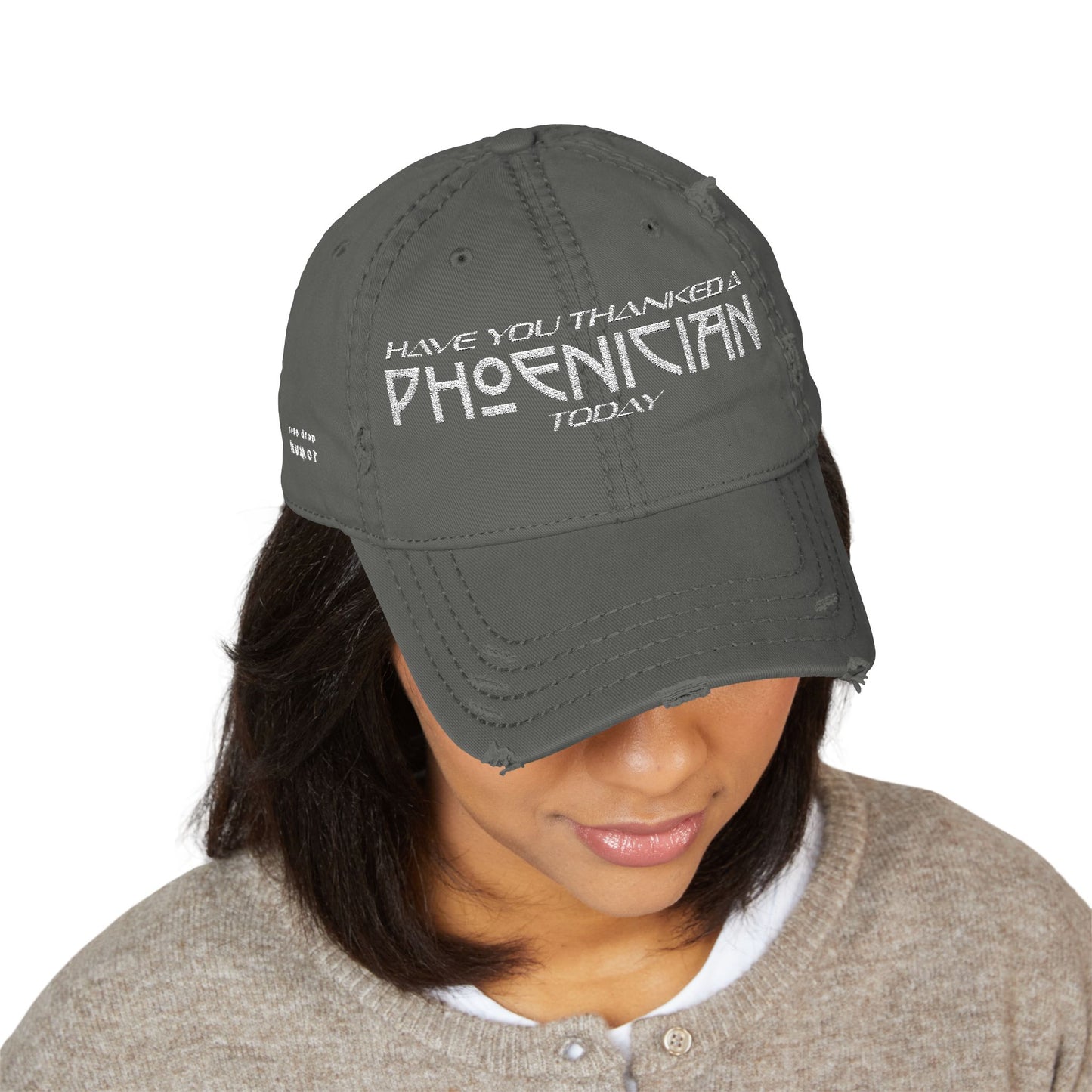 Have You Thanked a Phoenician? Hat; Worn Charcoal